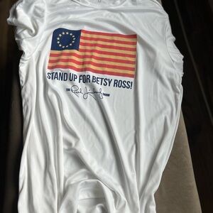 Stand Up For Betsy Ross Patriotic White Tee with Flag Design